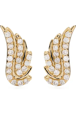 Adina Reyter 14kt Wing Gelbgoldohrstecker mit Diamanten