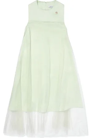 Calvin Klein Empire-Kleid mit Tüll-Overlay