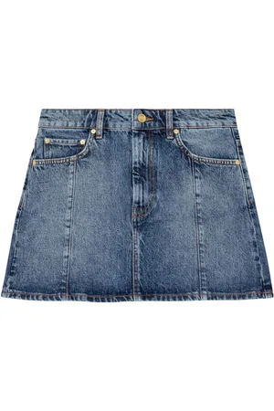 Ganni Denim-Minirock mit Strass-Logo