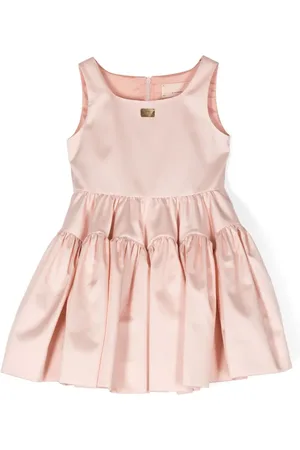 Elisabetta Franchi Gestuftes Kleid mit Logo-Schild