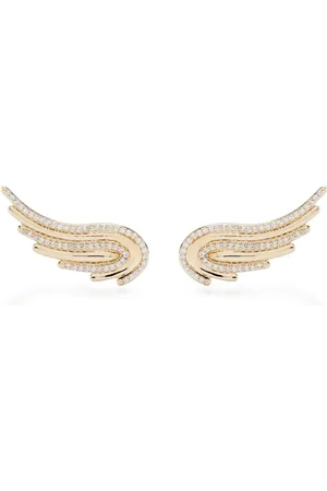 Adina Reyter 14kt Large Flight Wings Gelbgoldohrringe mit Diamanten