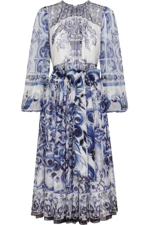 Dolce & Gabbana Seiden-Midikleid mit Majolica-Print