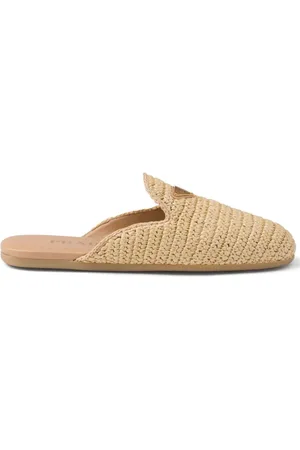 Prada Gewebte Slipper mit Logo-Applikation