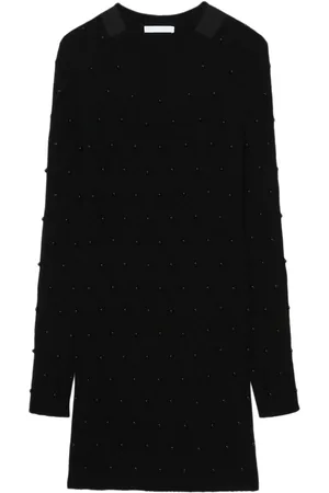 Helmut Lang Kleid aus Rippstrick mit Perlenverzierung
