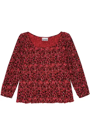 Ganni Georgette-Bluse mit Falten