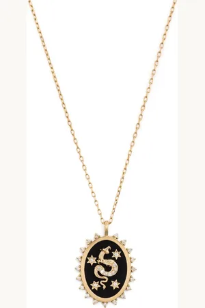 Adina Reyter 14kt Dragon Goldhalskette mit Anhänger aus Keramik und Diamanten