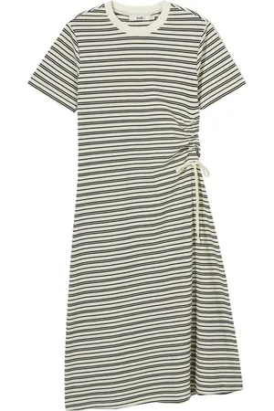 B+AB Gestreiftes Midikleid mit Kordelzug