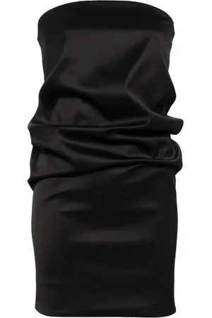 Saint Laurent Schulterfreies Minikleid aus Wollgemisch
