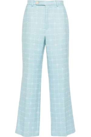 Casablanca Gerade Hose mit Logo-Windowpane-Karo