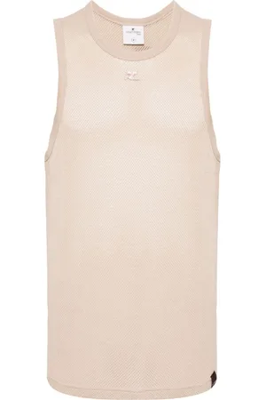 Courrèges Mesh-Oberteil mit Logo-Stickerei