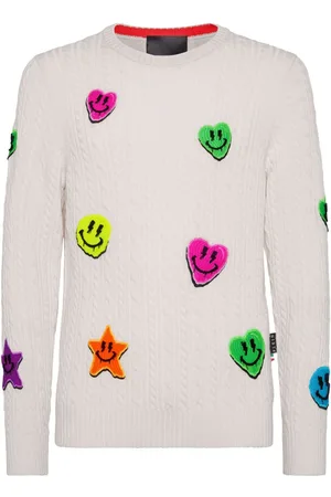Philipp Plein Zopfmuster-Pullover mit Applikation