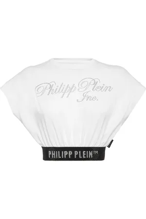 Philipp Plein Cropped-T-Shirt mit Strass-Logo