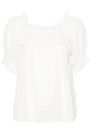 Doen Puffärmel-Bluse mit Spitzendetail