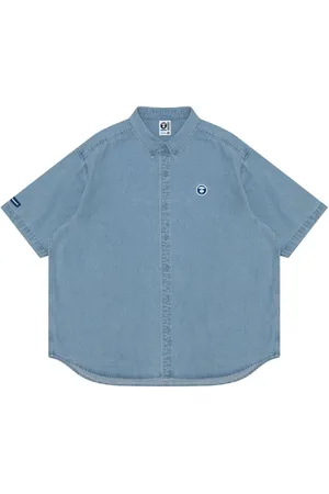 A Bathing Ape Ausgeblichenes Jeanshemd mit Ape-Patch