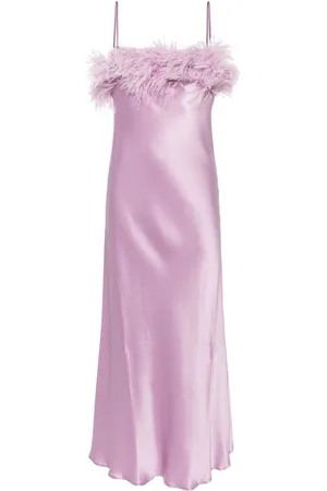 ANTONELLI Ligorio Midikleid mit Federbesatz