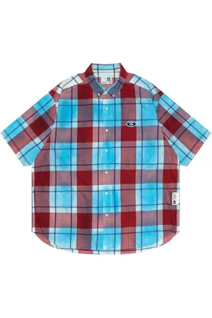 A Bathing Ape Kariertes Hemd mit Logo-Applikation