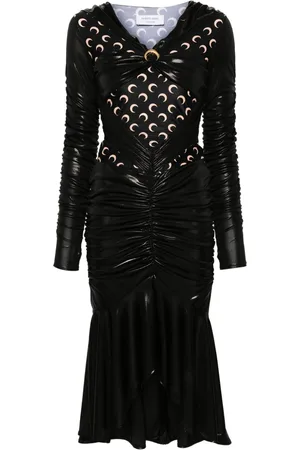 Marine Serre Drapiertes Regenerated Midikleid
