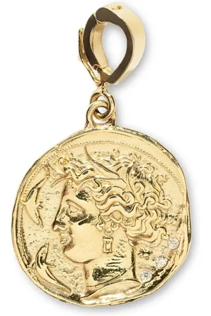 Azlee 18kt Goddess Gelbgoldanhänger mit Diamanten