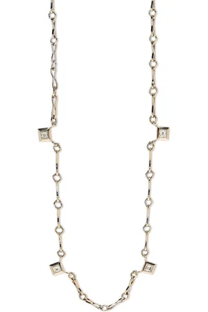 Azlee 18kt Lozenge Gelbgoldhalskette mit Diamanten