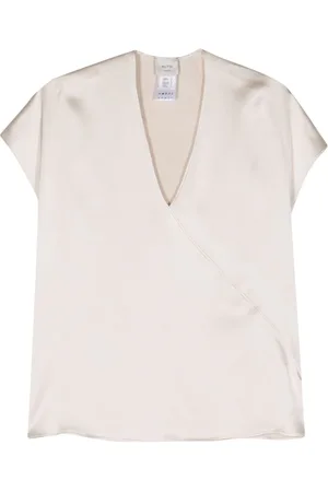 ALYSI Satinbluse mit Ziersaum