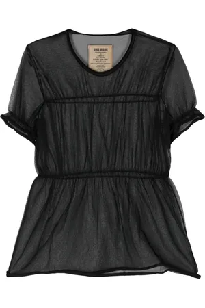 UMA WANG Satinbluse mit Ziersaum