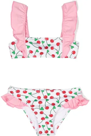 MC2 SAINT BARTH Gerüschter Bikini mit Kirschen-Print
