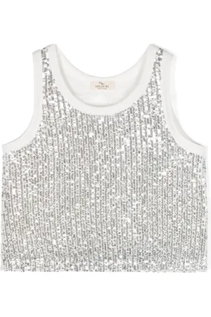 Le pandorine Cropped-T-Shirt mit Pailletten