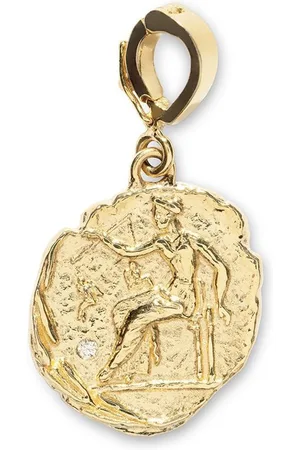 Azlee Kleiner 18kt Aphrodite Gelbgold-Münzanhänger mit Diamanten