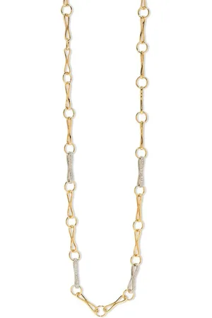 Azlee Große 18kt Circle-Link Goldhalskette mit Diamanten