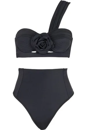 Balmain One-Shoulder-Bikini mit Blumenapplikation