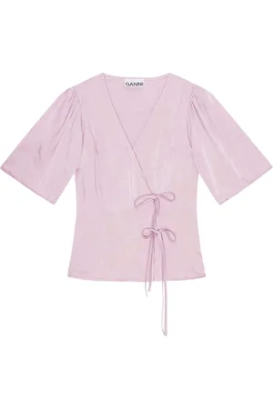 Ganni Wickelbluse mit V-Ausschnitt