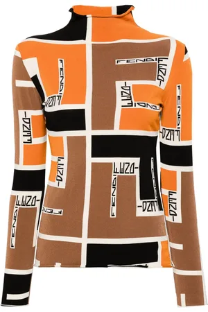 Fendi Jacquard-Bluse mit Stehkragen
