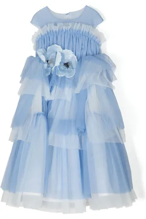 Marchesa Notte Gerüschtes Kleid mit Blumenapplikation