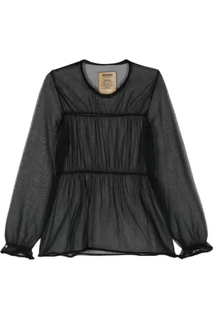 UMA WANG Satinbluse mit Ziersaum