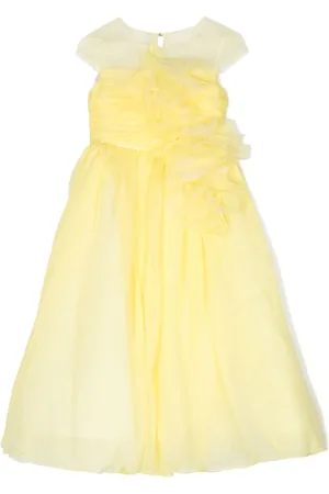 Marchesa Notte Kreppkleid mit Blumenverzierung