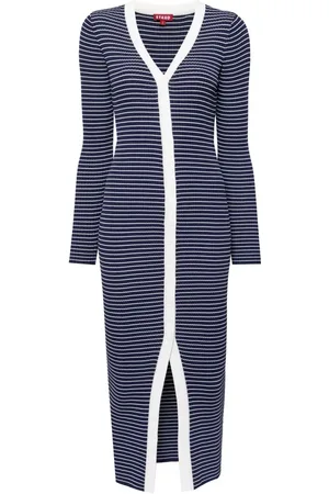 Staud Geripptes Strickkleid mit Streifen