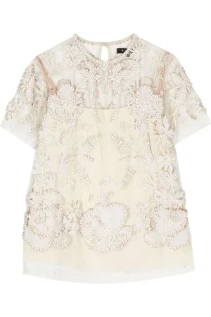 BIYAN Semi-transparente Bluse mit Stickerei