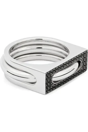 TOM WOOD Ringe mit schwarzem Spinell (2er-Set)