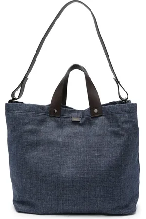 CANALI Denim-Reisetasche mit Logo-Patch