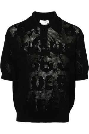 Alexander McQueen Poloshirt mit Lochstrickmuster