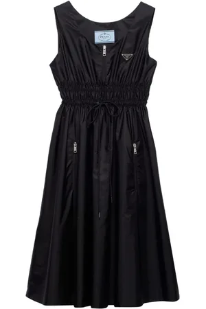 Prada Re-Nylon-Midikleid mit Logo-Applikation