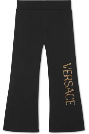 VERSACE Schlaghose mit Logo-Nieten