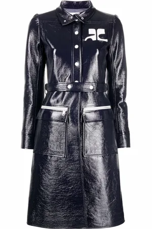 Courrèges Vinyl-Trenchcoat mit Logo-Applikation