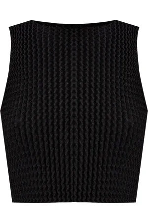 Issey Miyake Cropped-Top aus Seersucker