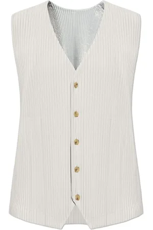 Issey Miyake Plissierte Weste mit V-Ausschnitt