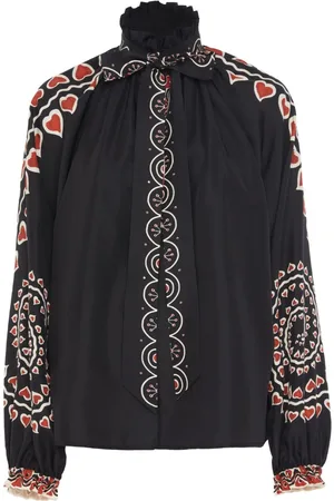 La DoubleJ Cerere Seidenbluse mit Placée-Print