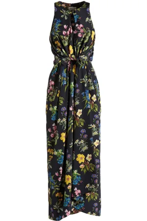 Bally Midikleid aus Seide mit Blumen-Print