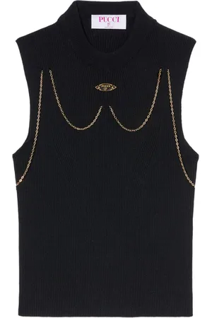 Puccini Geripptes Stricktop mit Zierkette