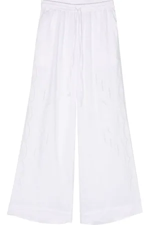 P.A.R.O.S.H. Leinenhose mit Blumenstickerei