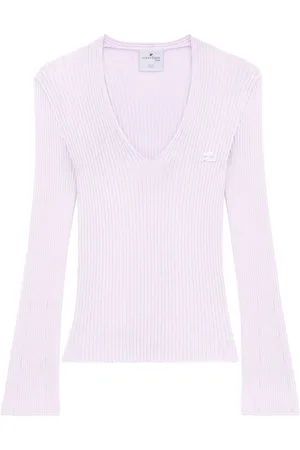 Courrèges Gerippter Pullover mit V-Ausschnitt